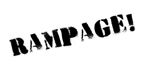 Rampage rubber stamp. Grunge design with dust scratches. Effects can be easily removed for a clean, crisp look. Color is easily changed.