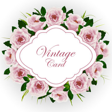 Vintage card with roses