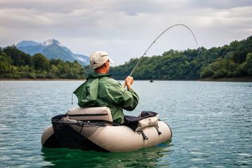 Bellyboat flyfishing in Slovenia