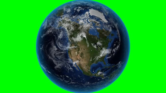 Alaska. 3D Earth in space - zoom in on Alaska outlined. Green screen background