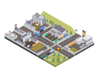 Modern Isometric Big Industrial Factory and Logistic Warehouse Complex, Suitable for Diagrams, Infographics, Illustration, And Other Graphic Related Assets