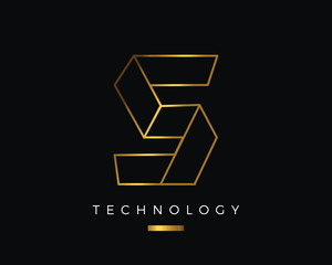Modern Abstract Gold S Alphabet Logo, suitable for Technology, Multimedia, Photography, Marketing, Jewelry, and Other Business
