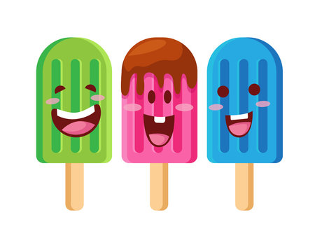 Happy Cute Delicious Food Meal Character Illustration - Ice Cream