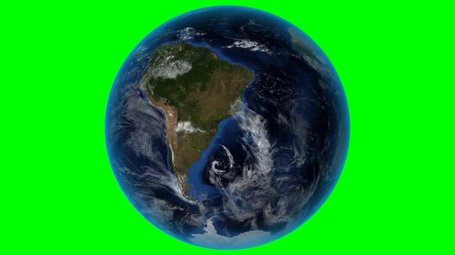 Argentina. 3D Earth in space - zoom in on Argentina outlined. Green screen background