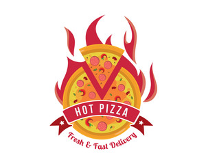 Fresh Hot Pizza Delivery Badge Logo