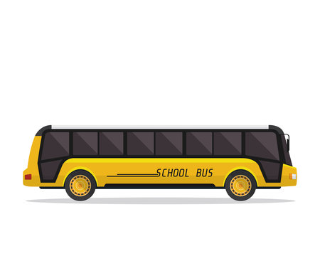 American Yellow School Bus Illustration, Suitable For Print, Game Asset, Infographic, Web, And Other Graphic Related Purpose