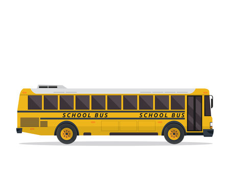 American Yellow School Bus Illustration, Suitable For Print, Game Asset, Infographic, Web, And Other Graphic Related Purpose