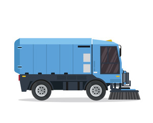 Fototapeta na wymiar Modern Street Sweeper Truck Illustration Logo