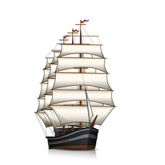 vintage sailing ship with reflection