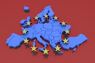 Obraz premium 3D isolated map of EU with stars