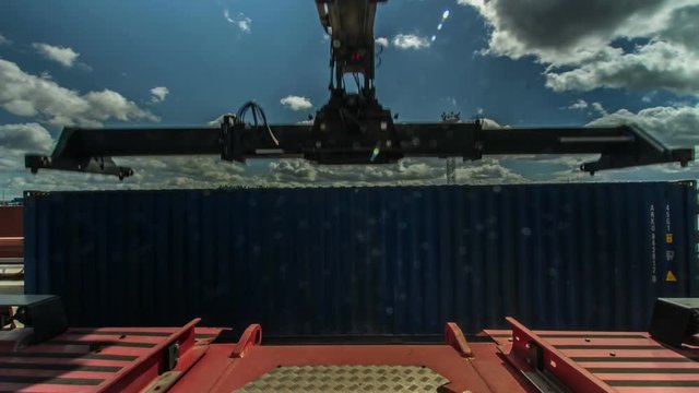 Timelapse Camera Shows Reachstacker Unloading Containers