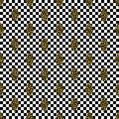 Seamless rhombs geometric black and white pattern. Abstract geometric vector background.