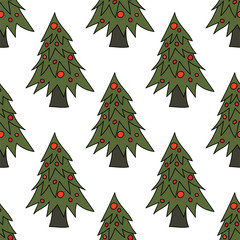 Vector Christmas seamless pattern with Christmas trees.
