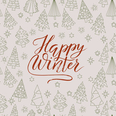 Vector Christmas card with hand lettering. 