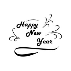 Happy New Year hand lettering on white background
