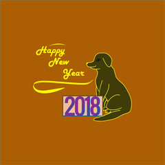 Happy New Year and Dog card
