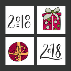 Vector Christmas card with hand lettering. 