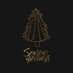 Vector Christmas card with hand lettering. 