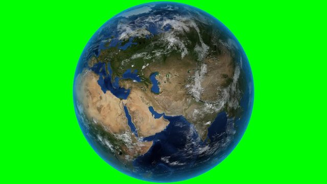 Bosnia And Herzegovina. 3D Earth in space - zoom in on Bosnia And Herzegovina outlined. Green screen background