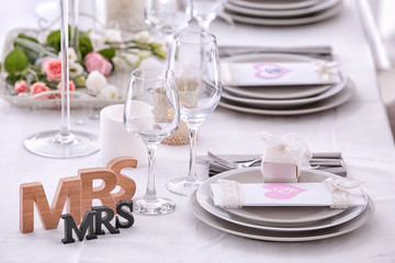Beautiful served table for lesbian wedding