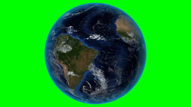 Brazil. 3D Earth in space - zoom in on Brazil outlined. Green screen background