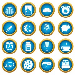 Sleep icons blue circle set