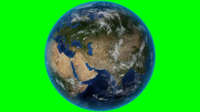 Bulgaria. 3D Earth in space - zoom in on Bulgaria outlined. Green screen background