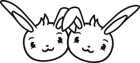 2 freunde team paar brüder geschister pärchen liebe kopf gesicht kaninchen hase klein süß niedlich glücklich