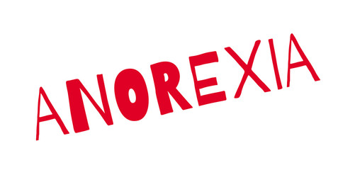 Anorexia rubber stamp. Grunge design with dust scratches. Effects can be easily removed for a clean, crisp look. Color is easily changed.