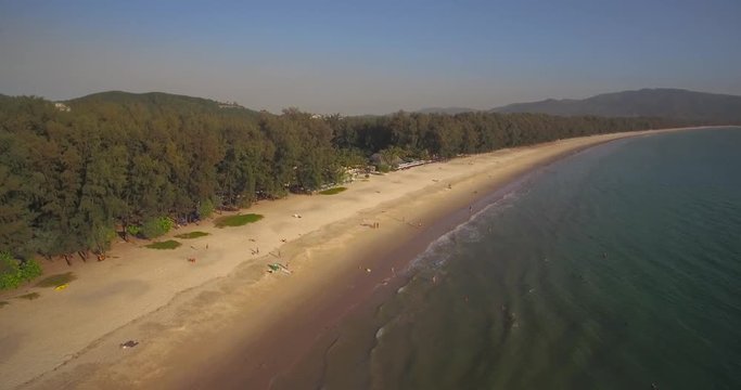 Ascending Aerial Shot Over Unspoilt Beach At Layan And Bangtao, Phuket, Thailand
