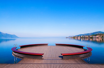 Lake Geneva in Montreux, Switzerland - obrazy, fototapety, plakaty