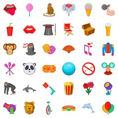 Bear icons set, cartoon style