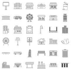 Traffic icons set, outline style