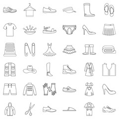 Tailor icons set, outline style
