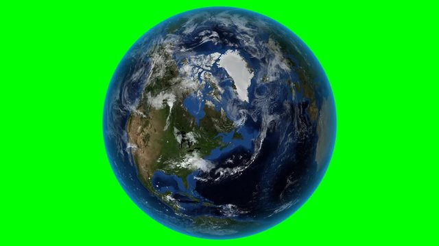 Canada. 3D Earth in space - zoom in on Canada outlined. Green screen background