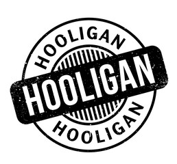 Hooligan rubber stamp. Grunge design with dust scratches. Effects can be easily removed for a clean, crisp look. Color is easily changed.