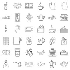 Chocolate icons set, outline style