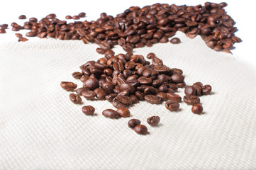 Coffee beans on burlap