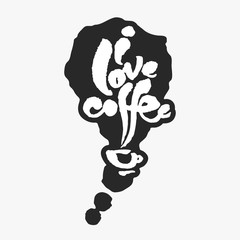 I Love Coffee in an Ink Blot