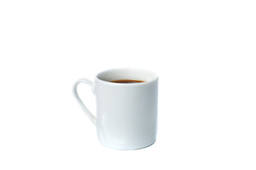 Coffee mug with coffee on a white background