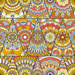 Seamless mandalas pattern. Vintage decorative elements with mandala. Hand drawn mandala background. Islam, Arabic mandala, Indian, mandala ottoman motifs. Perfect for printing on fabric or paper.