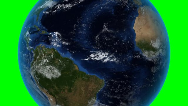 Colombia. 3D Earth in space - zoom in on Colombia outlined. Green screen background