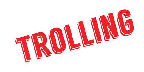 Trolling rubber stamp. Grunge design with dust scratches. Effects can be easily removed for a clean, crisp look. Color is easily changed.