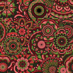 Seamless mandalas pattern. Vintage decorative elements with mandala. Hand drawn mandala background. Islam, Arabic mandala, Indian, mandala ottoman motifs. Perfect for printing on fabric or paper.