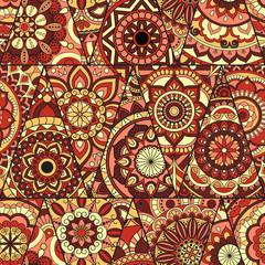 Seamless mandalas pattern. Vintage decorative elements with mandala. Hand drawn mandala background. Islam, Arabic mandala, Indian, mandala ottoman motifs. Perfect for printing on fabric or paper.