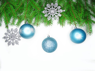 christmas decoration composition with fir branches garland lights