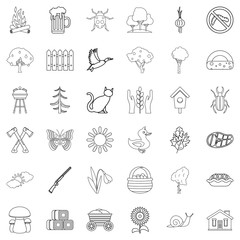 Region icons set, outline style