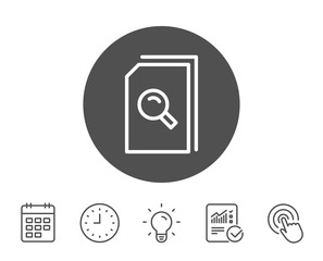 Search Documents line icon. File with Magnifier.