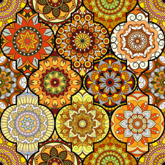 Seamless pattern. Vintage decorative elements. Hand drawn background. Islam, Arabic, Indian, ottoman motifs. Perfect for printing on fabric or paper.