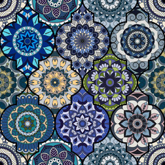 Seamless pattern. Vintage decorative elements. Hand drawn background. Islam, Arabic, Indian, ottoman motifs. Perfect for printing on fabric or paper.